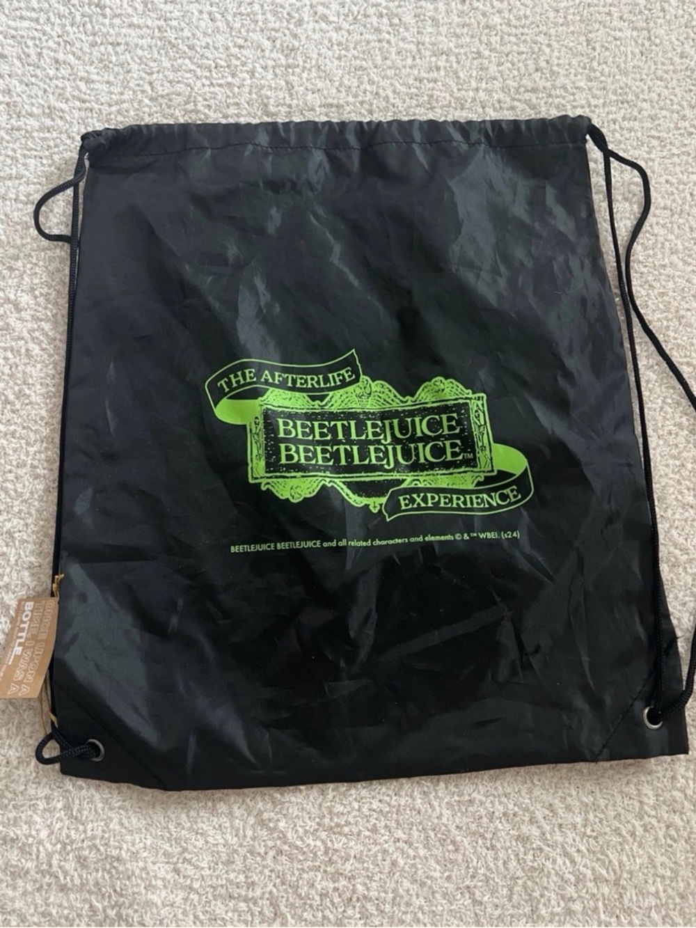 Beetlejuice The Afterlife Experience Black Drawstring Backpack